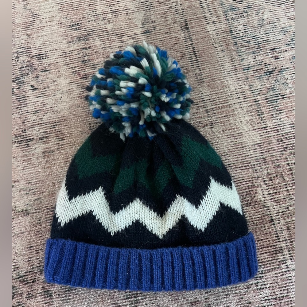 Gymboree Blue and Green Knit Pom-Pom Hat